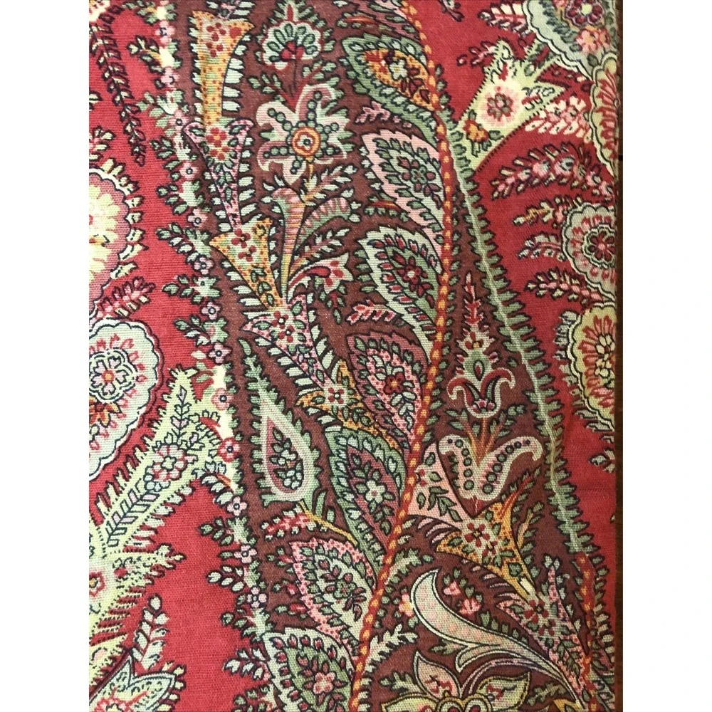Pottery Barn Red/Green Paisley Cotton/Linen Pillow Cover Sham 24